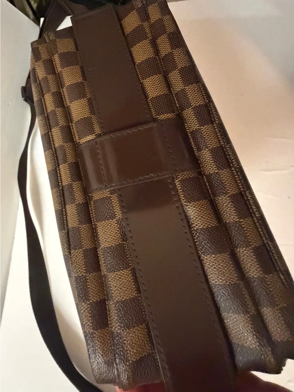 Louis Vuitton Damier Ebene Checkered Messenger Bag in Brown